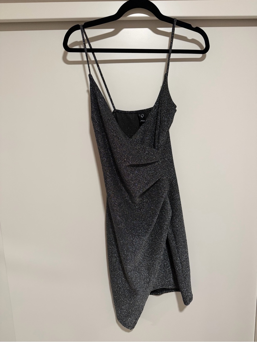 Windsor Black Glitter Mini Dress with Ruching